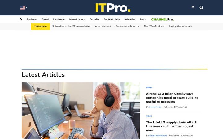 Screenshot of itpro.com