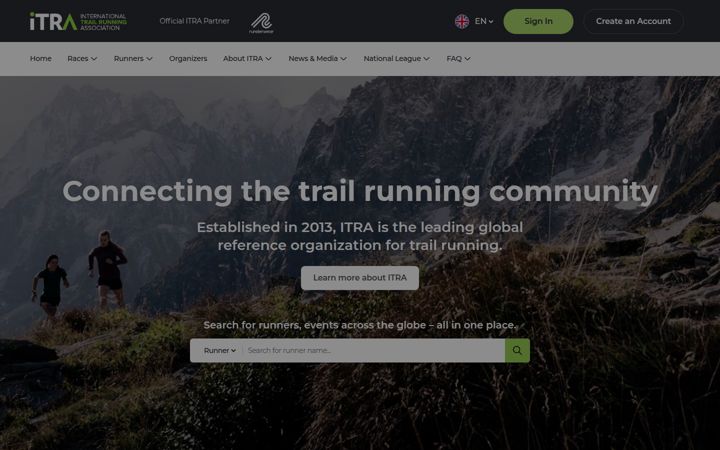 Screenshot of itra.run