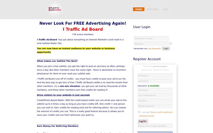 Screenshot of itrafficadboard.com