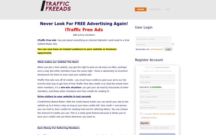 Screenshot of itrafficfreeads.com