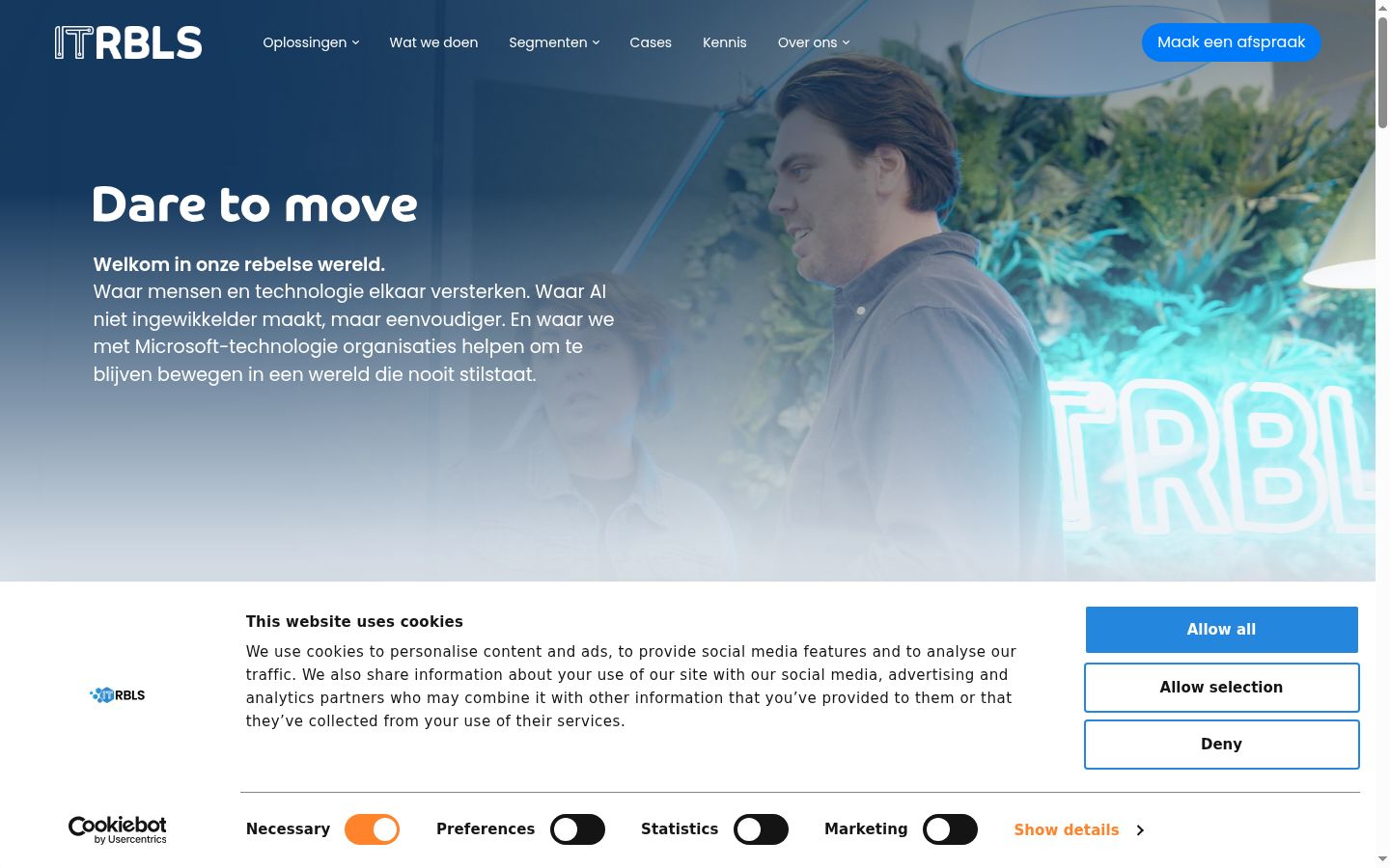 Screenshot of the consent banner shown before any interaction