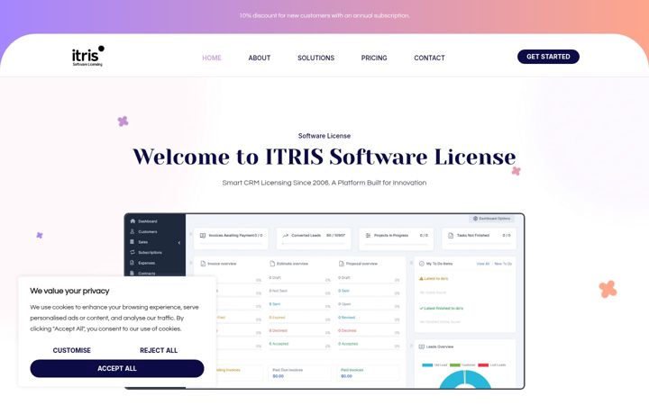 Screenshot of itrissoftwarelicense.com