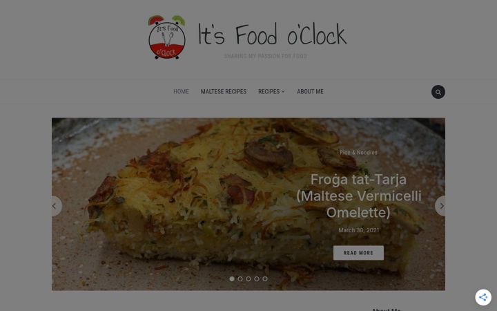 Screenshot of its-food-oclock.com