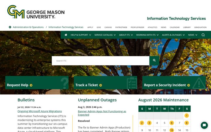 Екранна снимка на its.gmu.edu