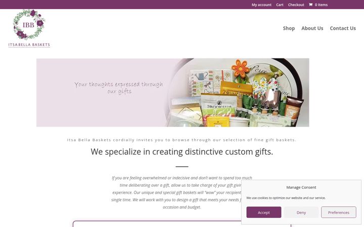 Screenshot of itsabellabaskets.com