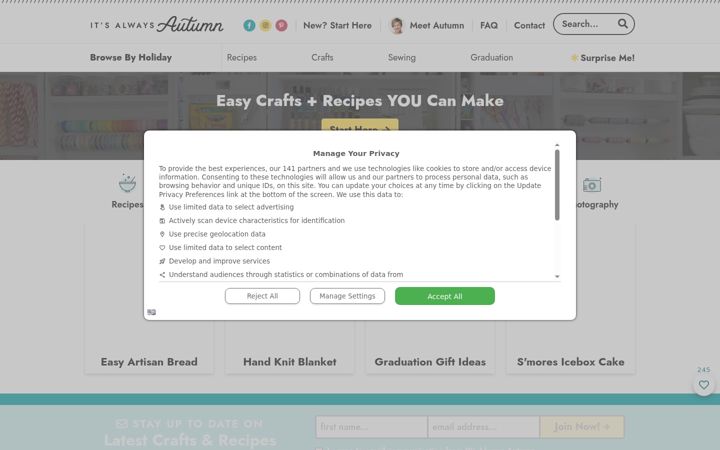 Screenshot of itsalwaysautumn.com