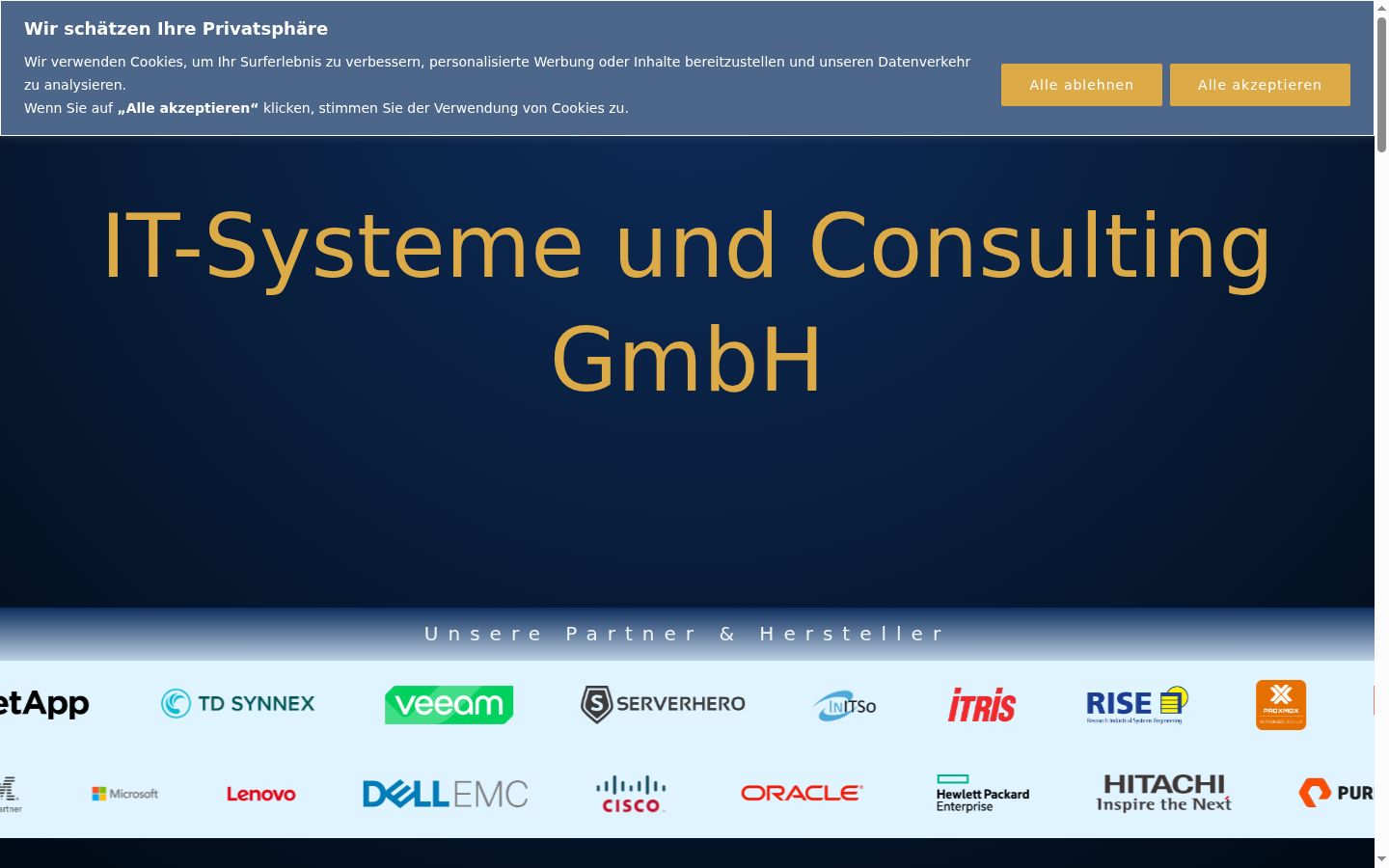 Screenshot des Einwilligungsbanners vor jeglicher Interaktion