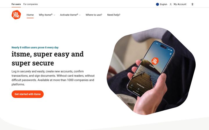 Screenshot of itsme-id.com