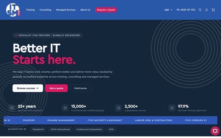 Screenshot of itsmhub.co.uk