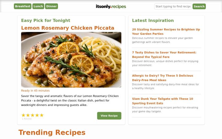Screenshot of itsonly.recipes