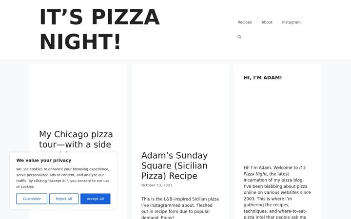 Screenshot of itspizzanight.com