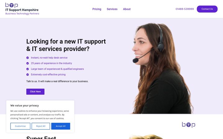 Screenshot of itsupporthampshire.com