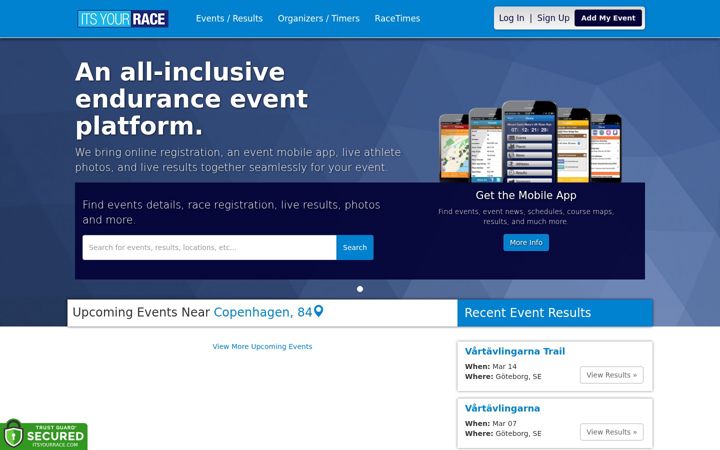Screenshot of itsyourrace.com