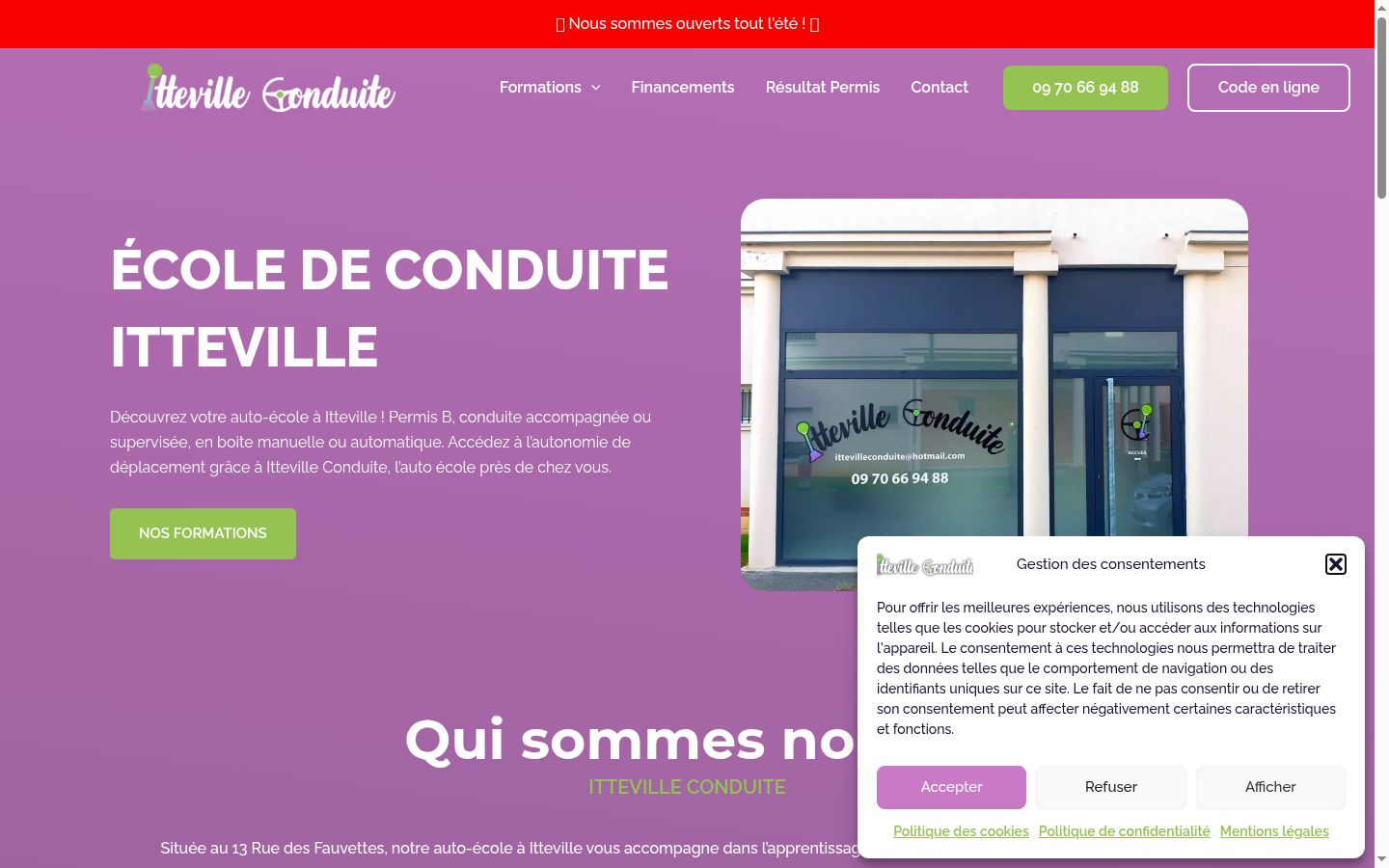 Screenshot del banner di consenso mostrato prima di qualsiasi interazione
