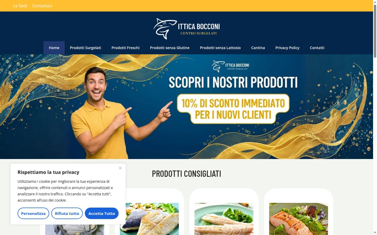 Screenshot del banner di consenso mostrato prima di qualsiasi interazione
