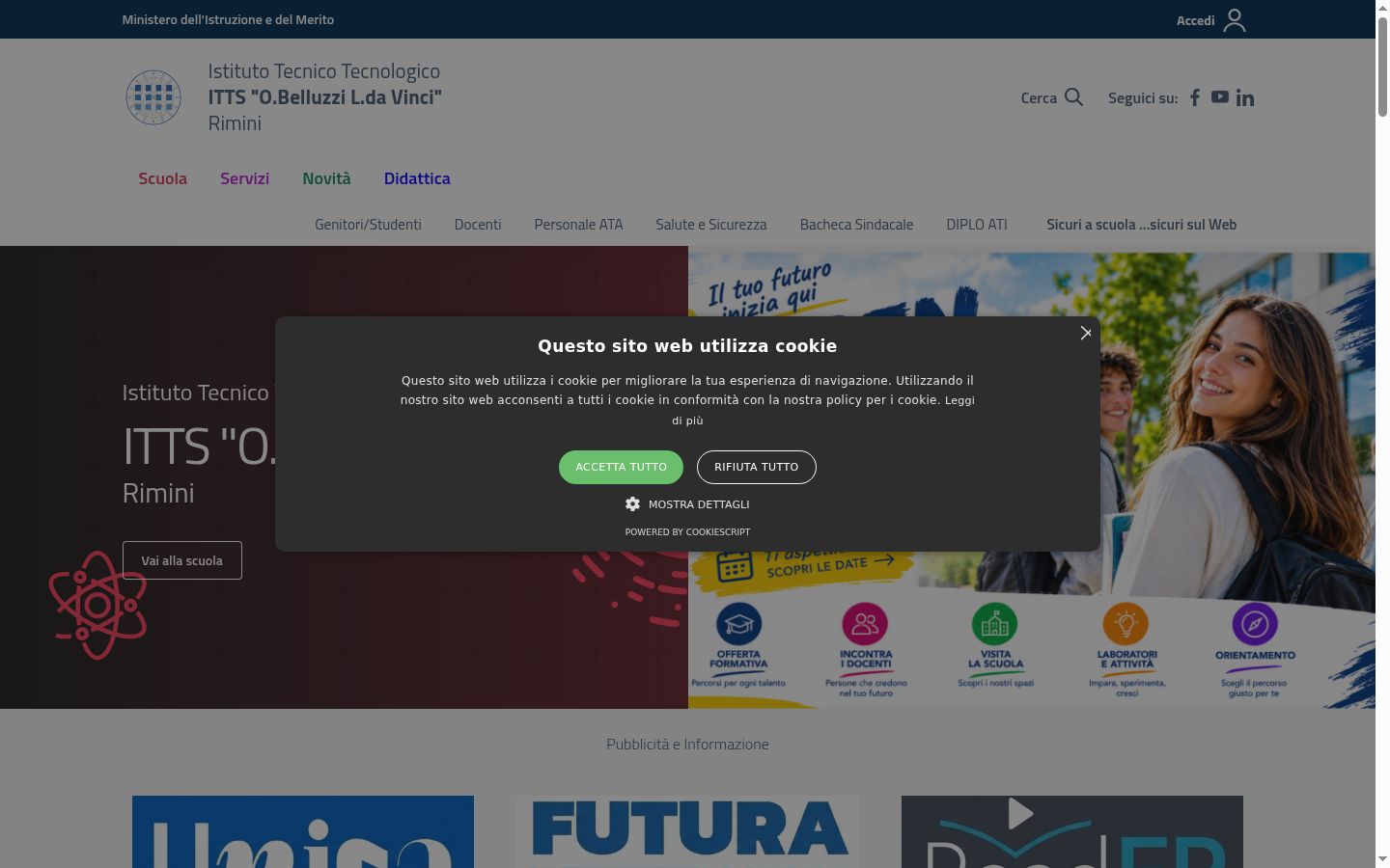 Screenshot des Einwilligungsbanners vor jeglicher Interaktion