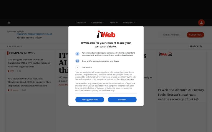 Screenshot of itweb.co.za