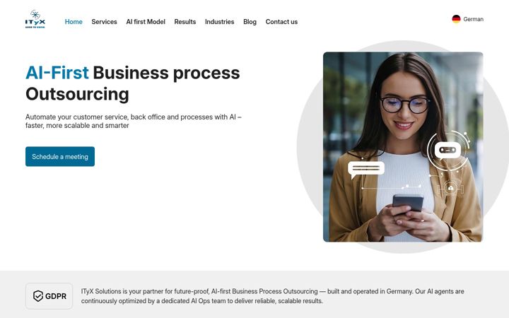 Captură de ecran a ityxsolutions.com