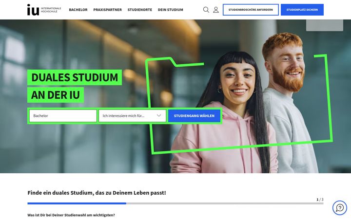 Screenshot of iu-dualesstudium.de