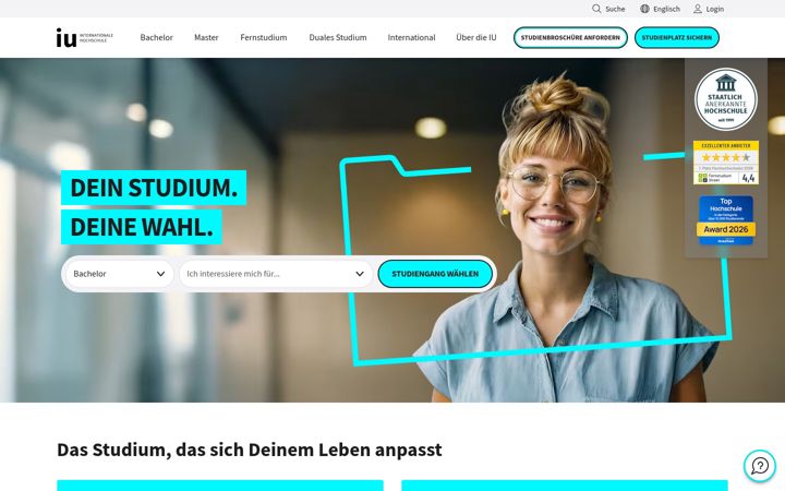 Screenshot of iubh.de