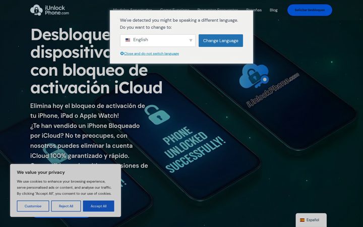 Screenshot of iunlockphone.com