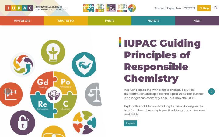 Screenshot stránky iupac.org