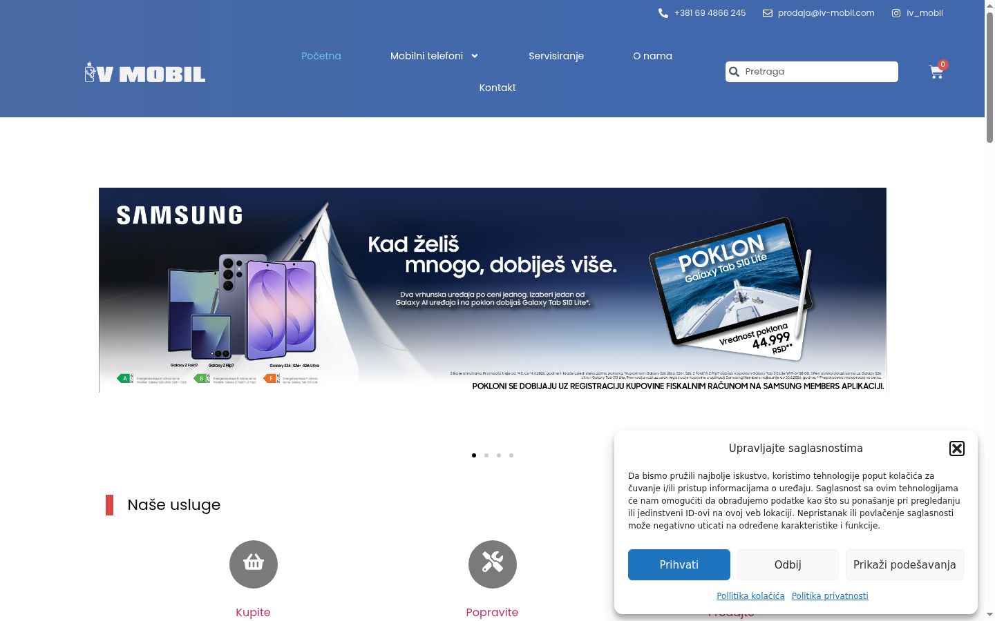 Screenshot del banner di consenso mostrato prima di qualsiasi interazione