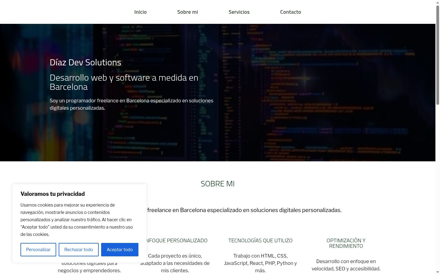 Screenshot del banner di consenso mostrato prima di qualsiasi interazione