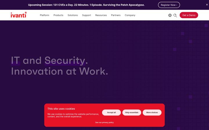 Skjermbilde av ivanti.com
