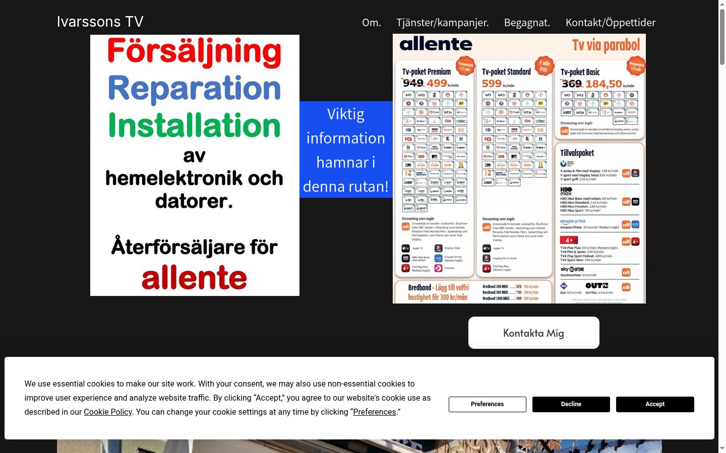 Screenshot des Einwilligungsbanners vor jeglicher Interaktion