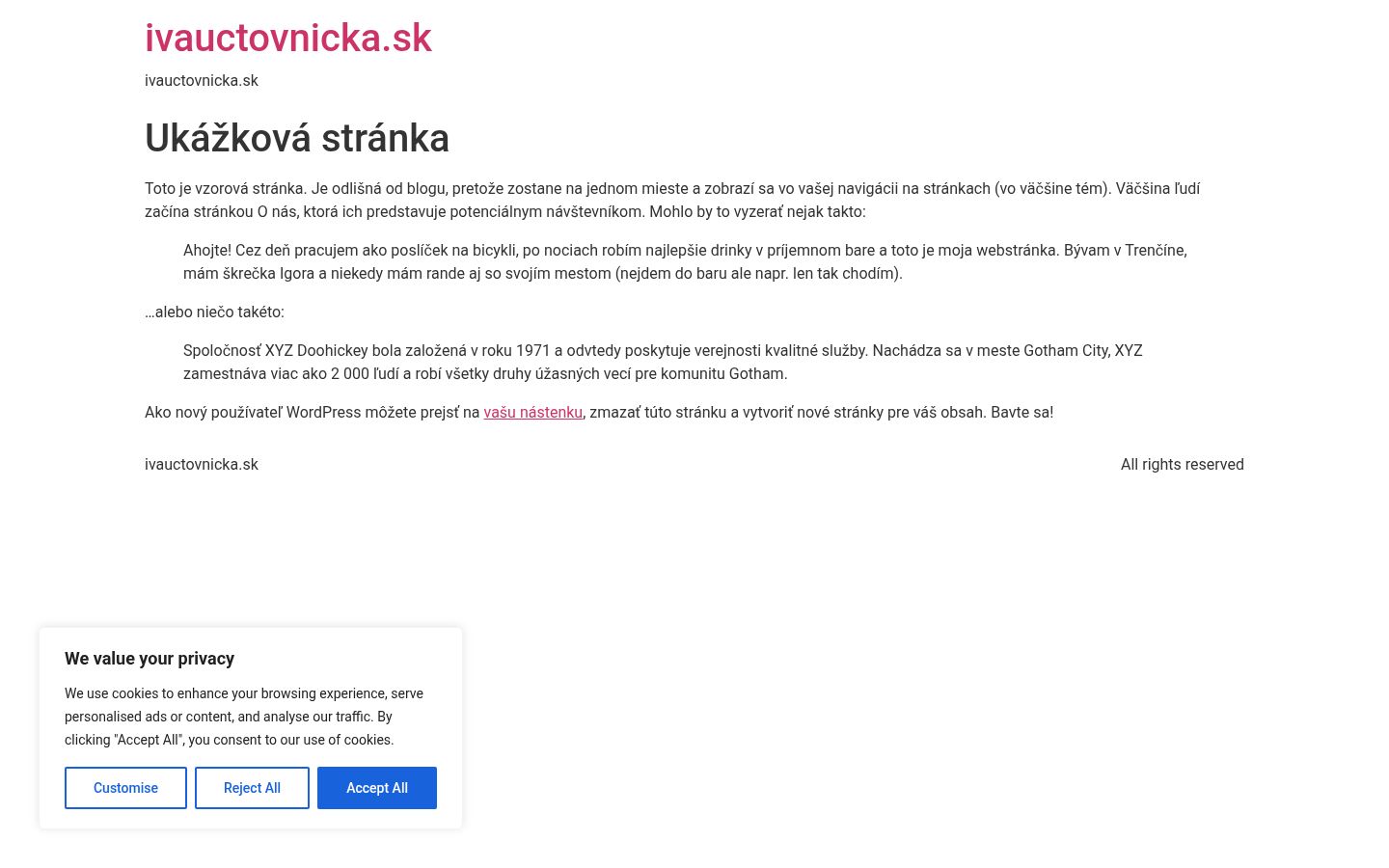 Screenshot del banner di consenso mostrato prima di qualsiasi interazione