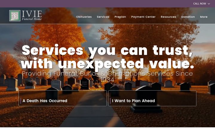 Screenshot of iviefuneralhome.com