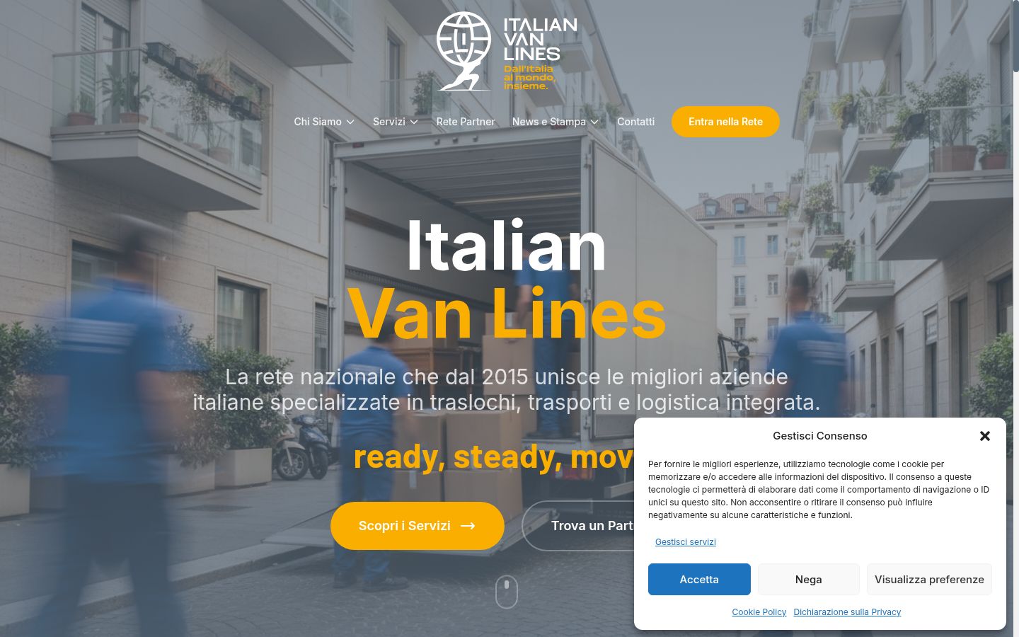 Screenshot del banner di consenso mostrato prima di qualsiasi interazione