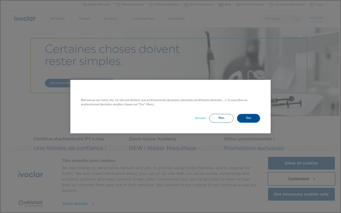 Screenshot of the consent banner shown before any interaction