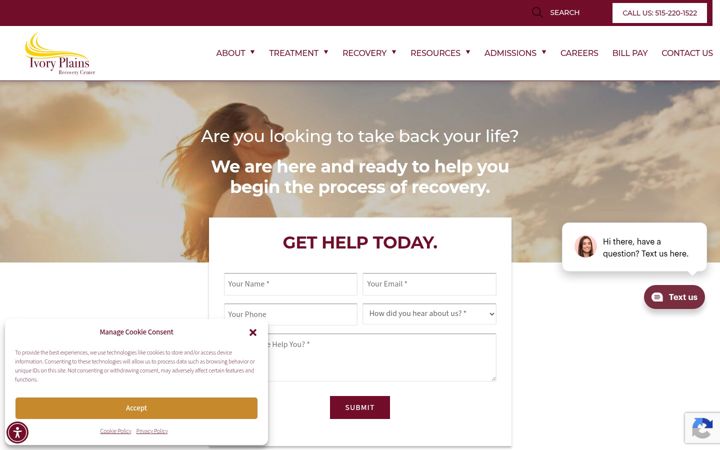 Screenshot of ivoryplainsrecovery.com