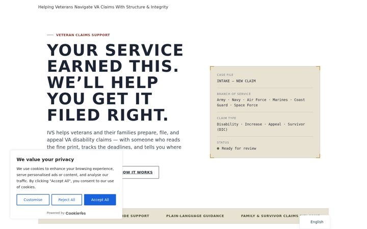 Screenshot of ivsclaims.com