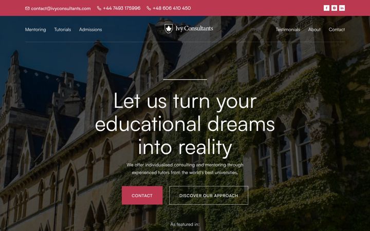 Screenshot of ivyconsultants.com
