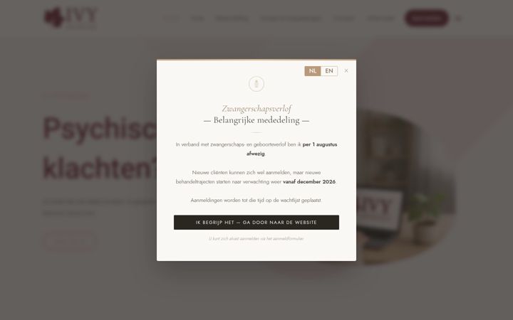 Screenshot of ivypsychologie.nl