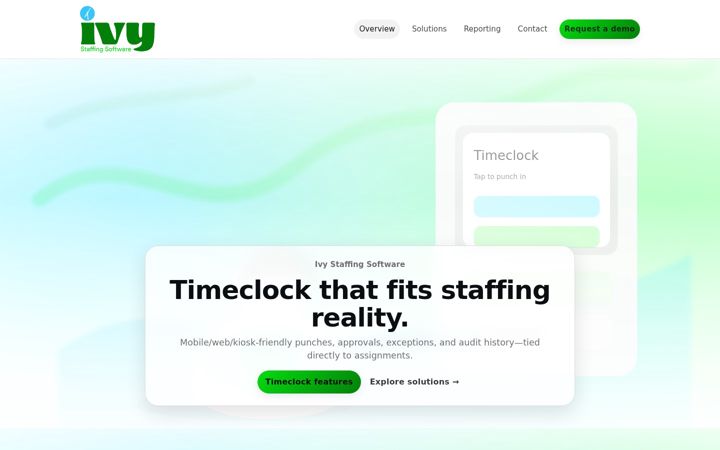 Screenshot of ivystaffingsoftware.com