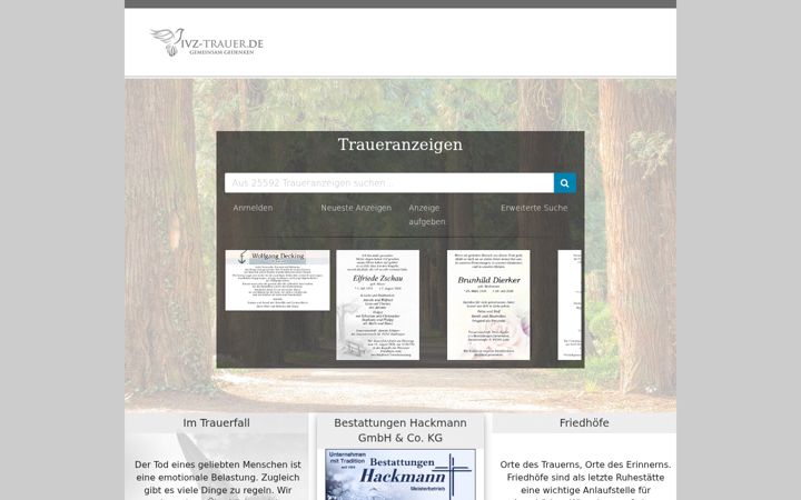 Screenshot of ivz-trauer.de