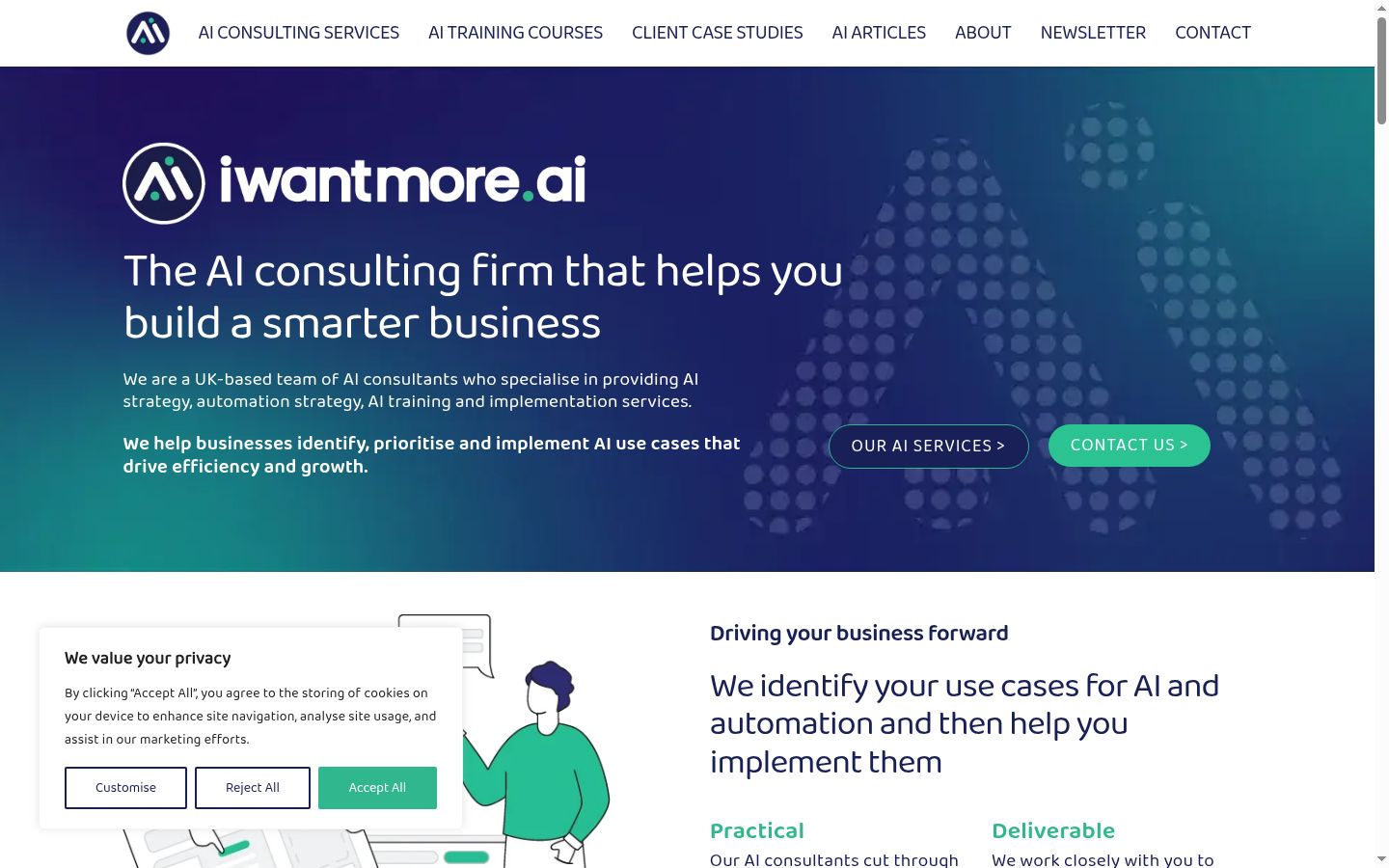 Screenshot del banner di consenso mostrato prima di qualsiasi interazione