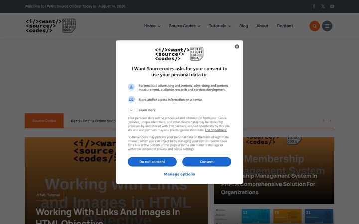 Screenshot of iwantsourcecodes.com