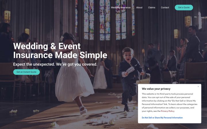 Screenshot of iweddinginsurance.com