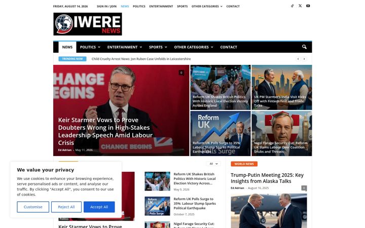 Screenshot of iwerenews.com
