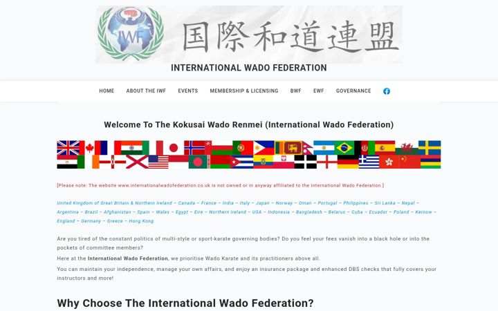 Screenshot of iwf-karate.org
