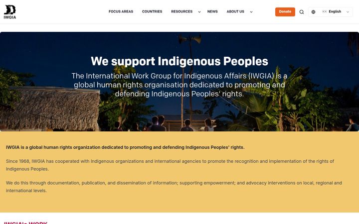 Screenshot of iwgia.org