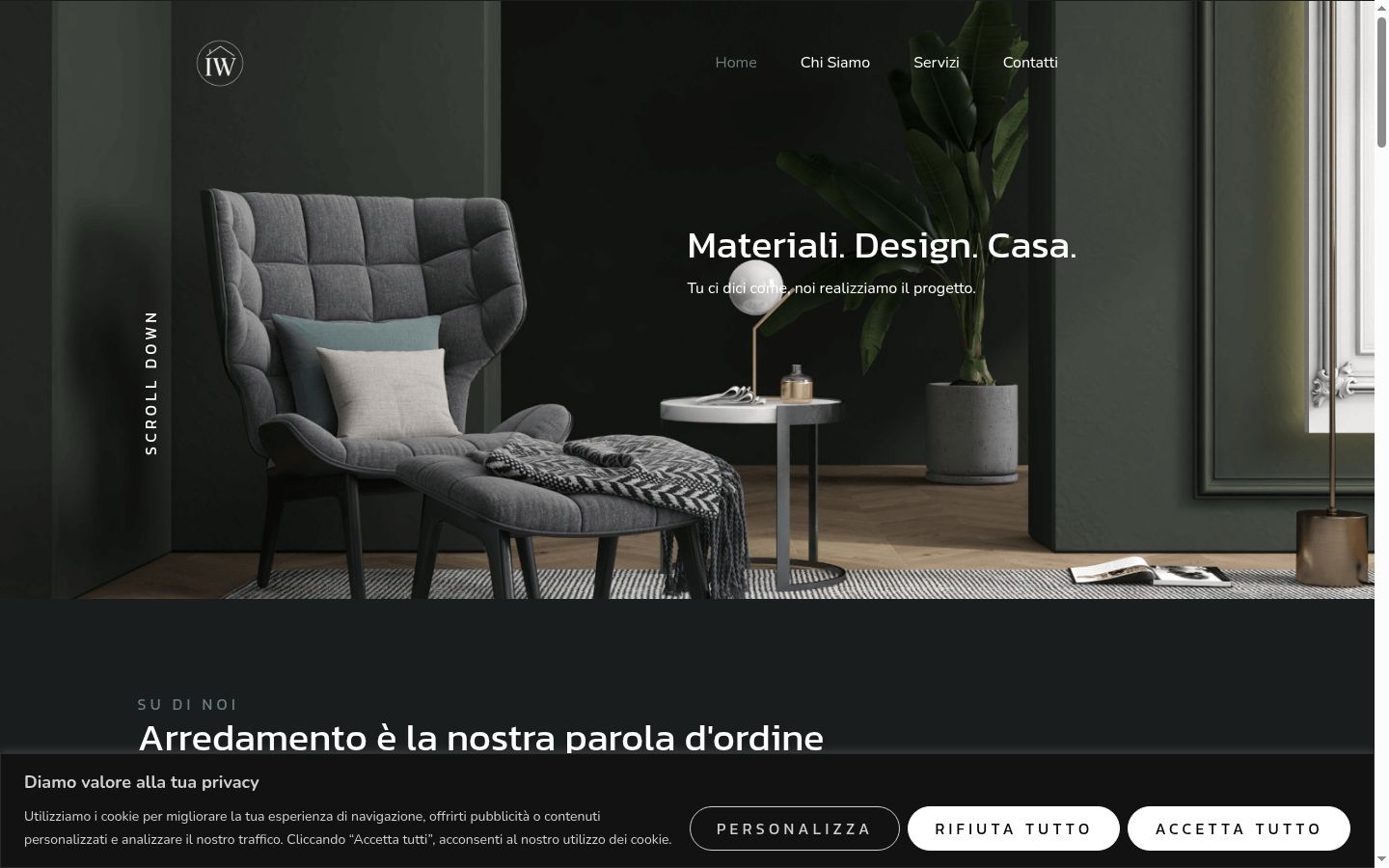 Screenshot del banner di consenso mostrato prima di qualsiasi interazione