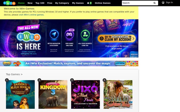 Screenshot of iwin.com