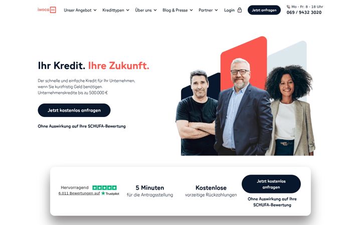 Screenshot of iwoca.de
