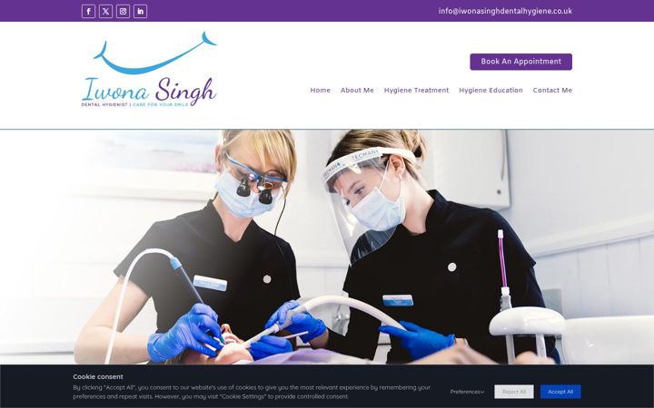 Screenshot of iwonasinghdentalhygiene.co.uk